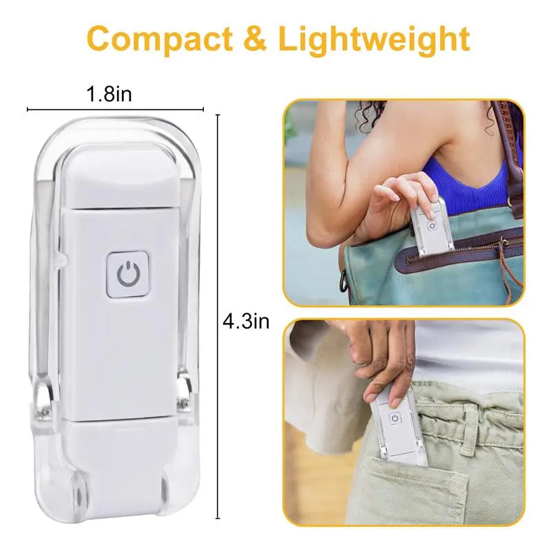 Luz de lectura LED recargable por USB con pinza
