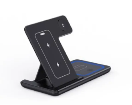 Cargador inalámbrico 3 en 1 plegable con LED, 15 W