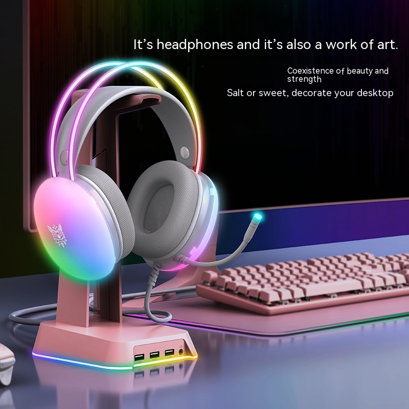 Cascos gaming con luz RGB y micrófono