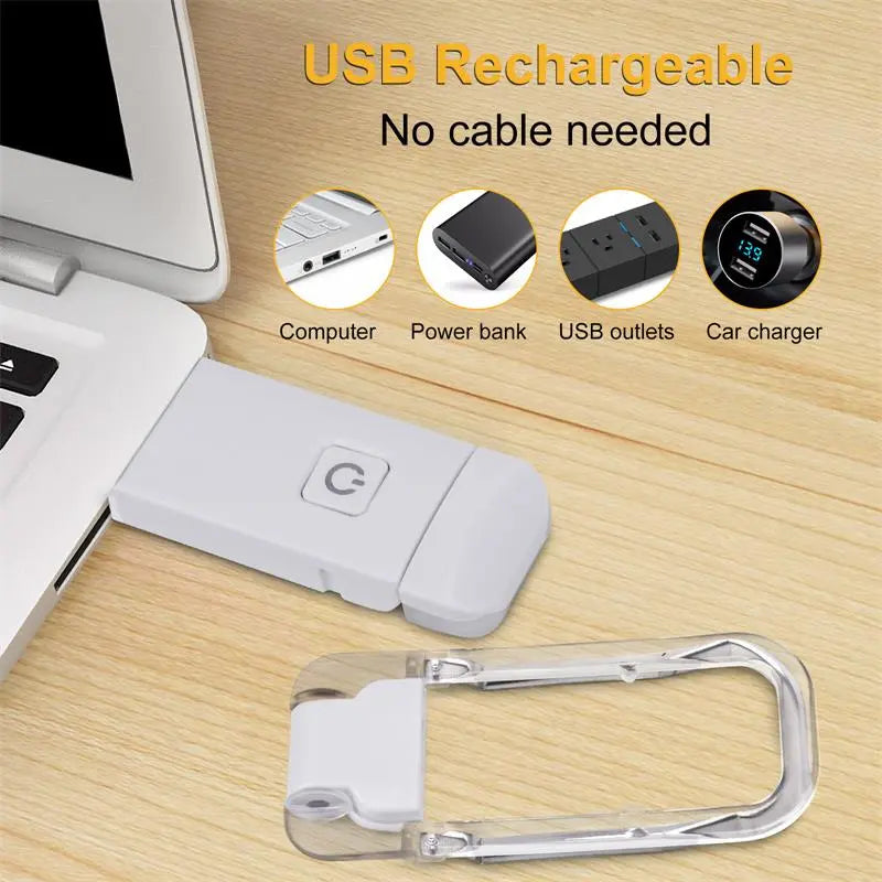 Luz de lectura LED recargable por USB con pinza