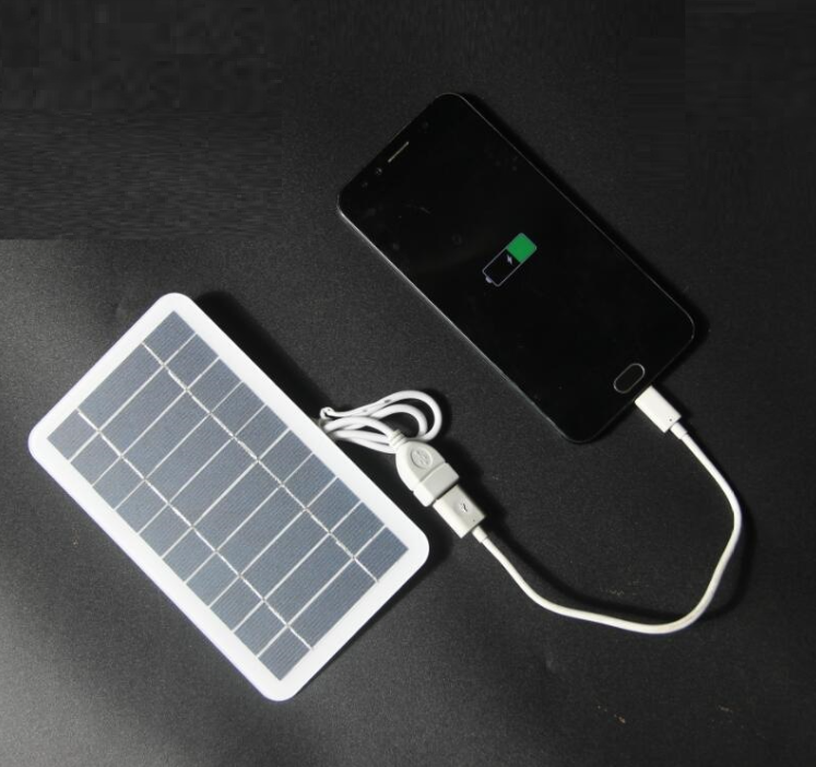 Cargador solar portátil con panel de 2 W y salida USB