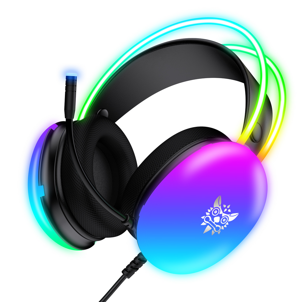 Cascos gaming con luz RGB y micrófono