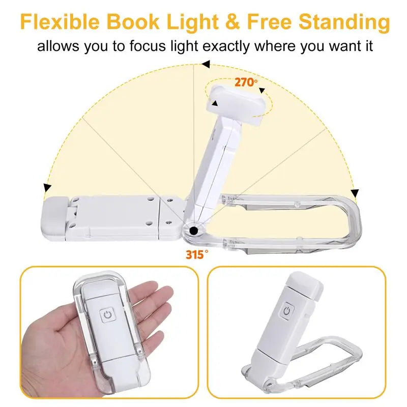 Luz de lectura LED recargable por USB con pinza