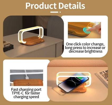 Lámpara LED de noche con cargador inalámbrico